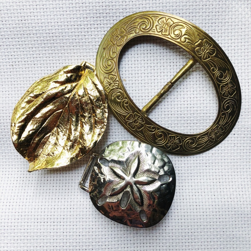 Vintage Leaf Sand Dollar Floral Belt Buckles